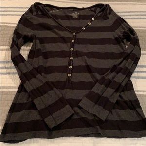 Black striped top with buttons